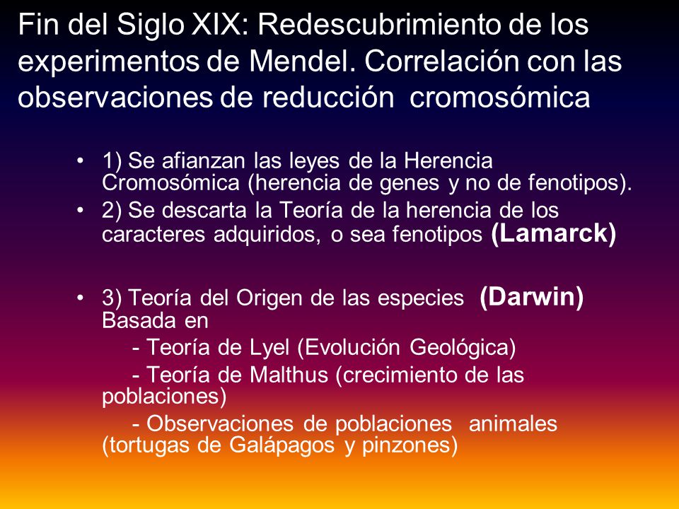 Fin del Siglo XIX: Redescubrimiento de los experimentos de Mendel