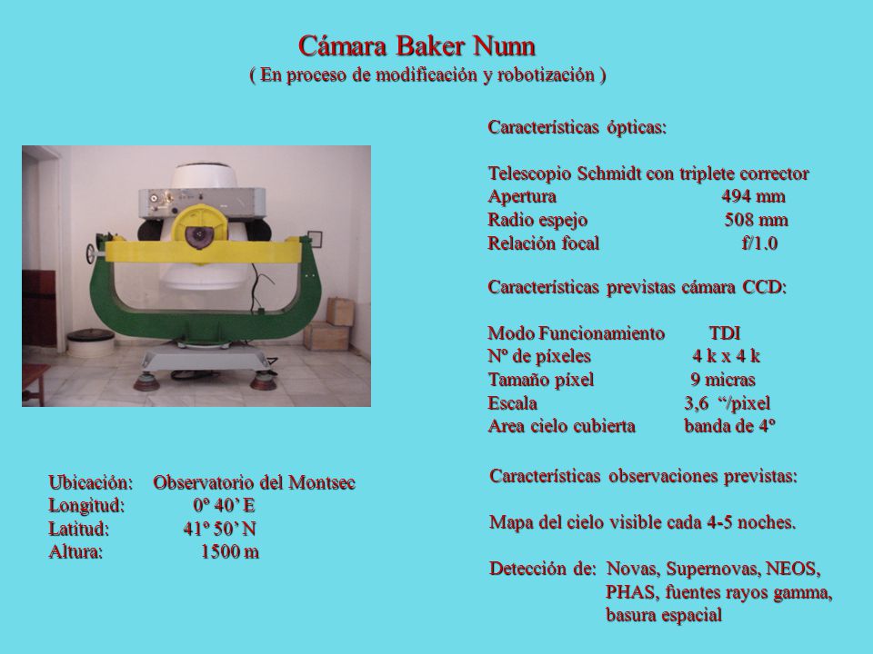 Cámara Baker Nunn ( En proceso de modificación y robotización )