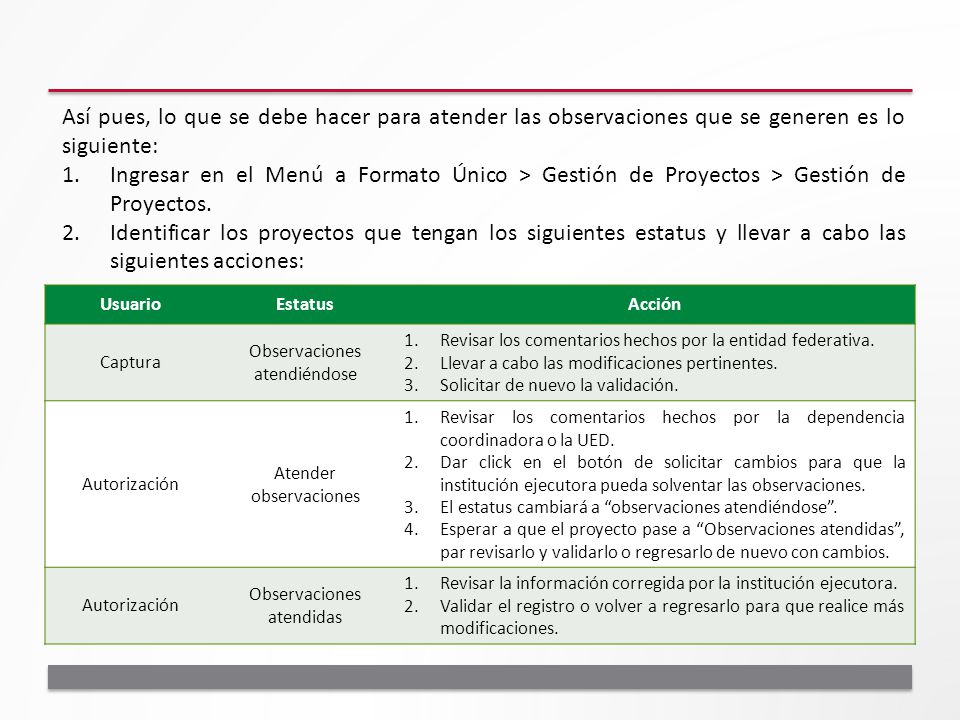 Así pues, lo que se debe hacer para atender las observaciones que se generen es lo siguiente:
