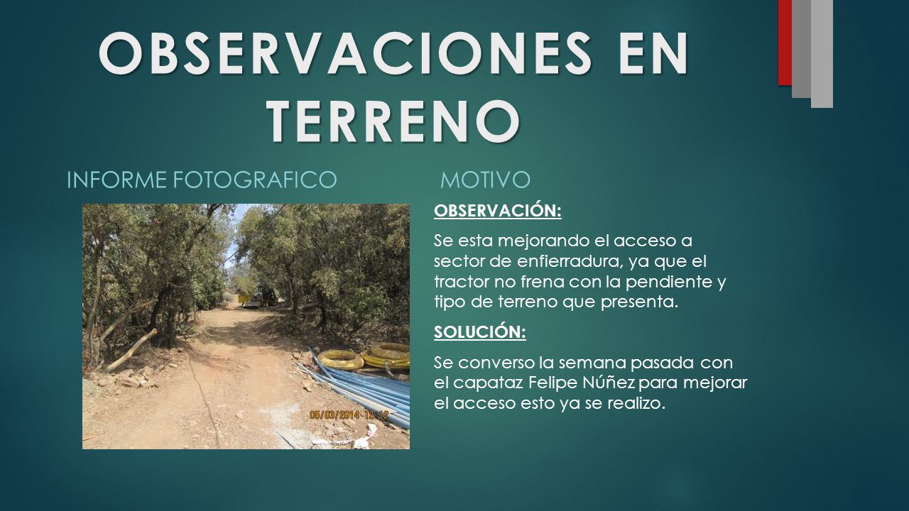 OBSERVACIONES EN TERRENO