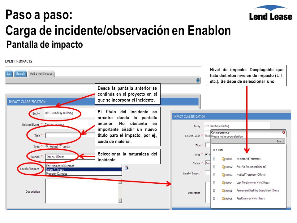 Carga de incidente/observación en Enablon