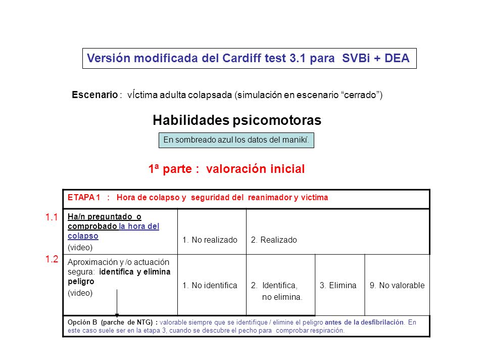 Versión modificada del Cardiff test 3.1 para SVBi + DEA