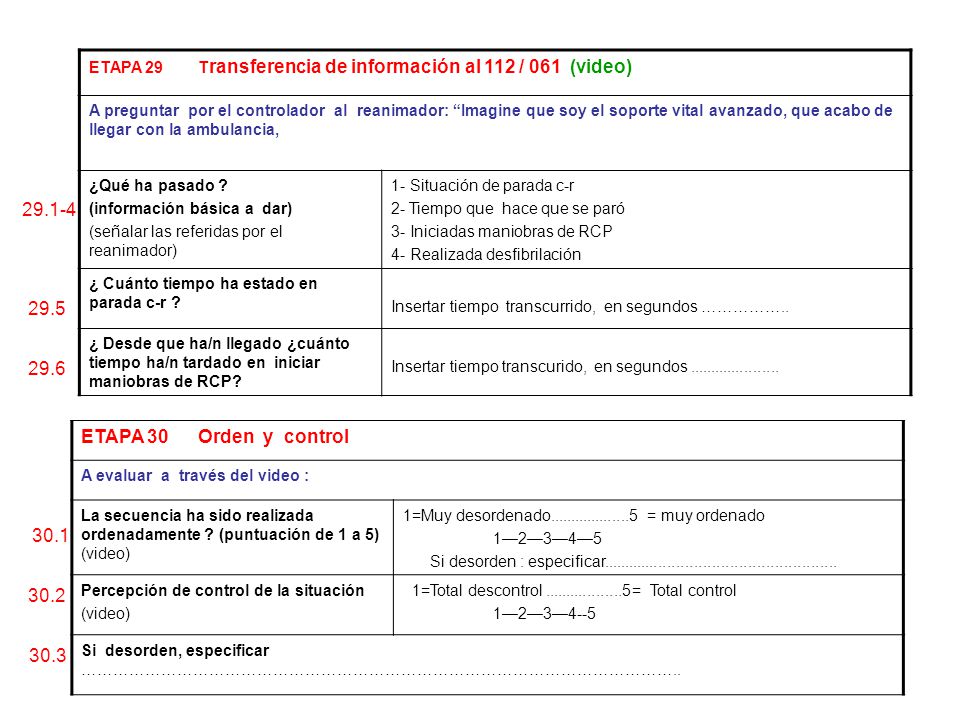 ETAPA 29 Transferencia de información al 112 / 061 (video)
