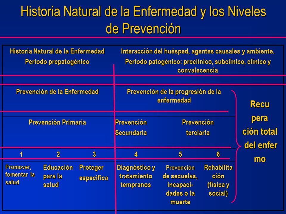 Historia Natural de la Enfermedad y los Niveles de Prevención