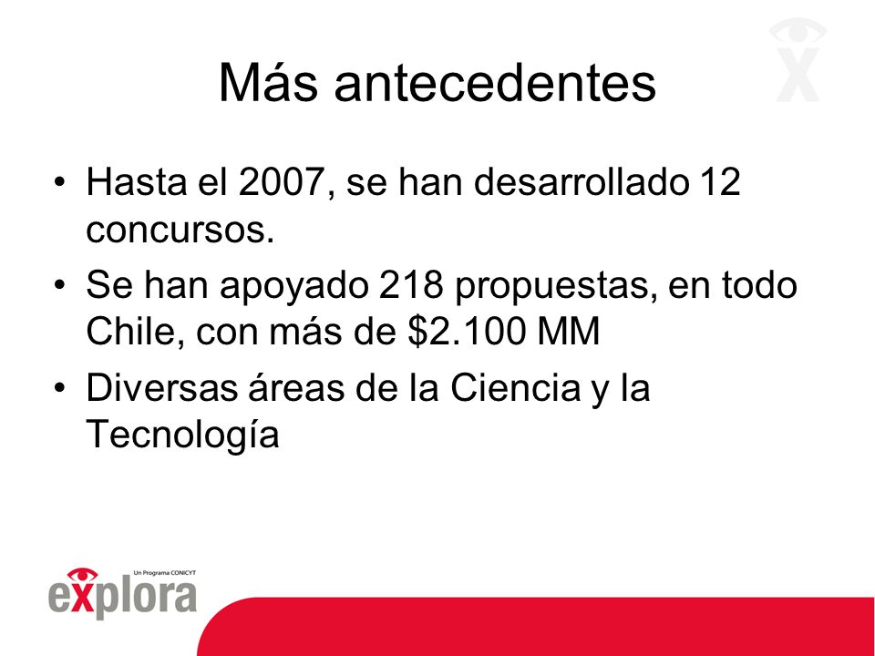 Más antecedentes Hasta el 2007, se han desarrollado 12 concursos.