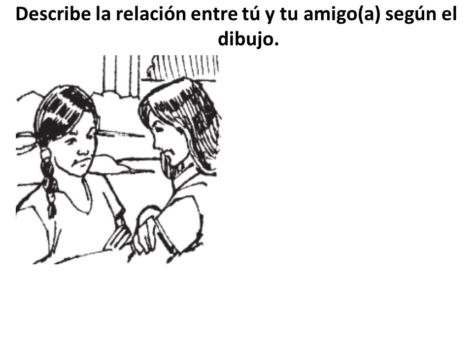 Describe la relación entre tú y tu amigo(a) según el dibujo.