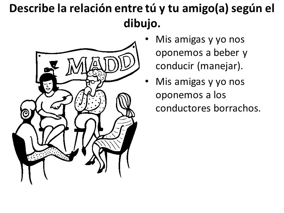Describe la relación entre tú y tu amigo(a) según el dibujo.