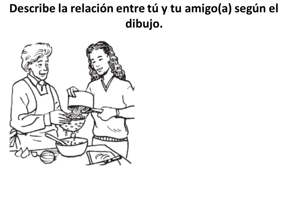 Describe la relación entre tú y tu amigo(a) según el dibujo.