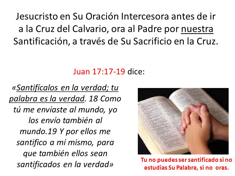 Tu no puedes ser santificado si no estudias Su Palabra, si no oras.