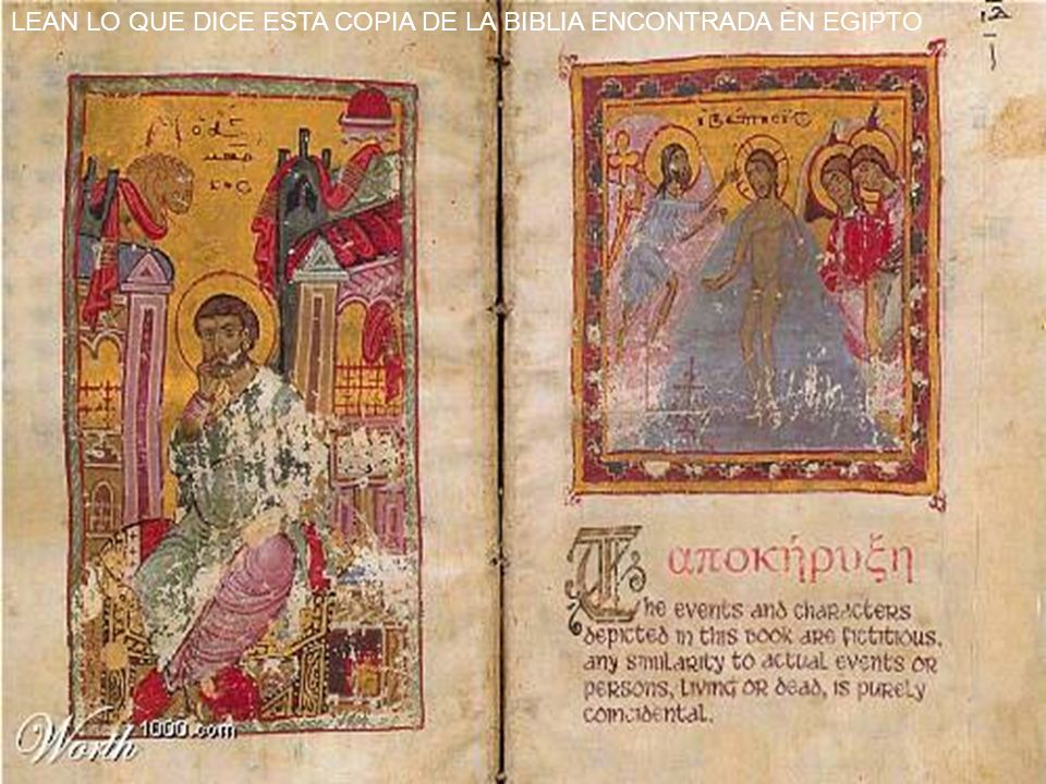 LEAN LO QUE DICE ESTA COPIA DE LA BIBLIA ENCONTRADA EN EGIPTO