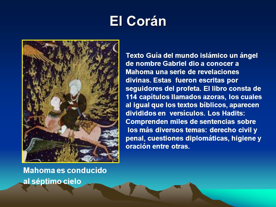 El Corán Mahoma es conducido al séptimo cielo
