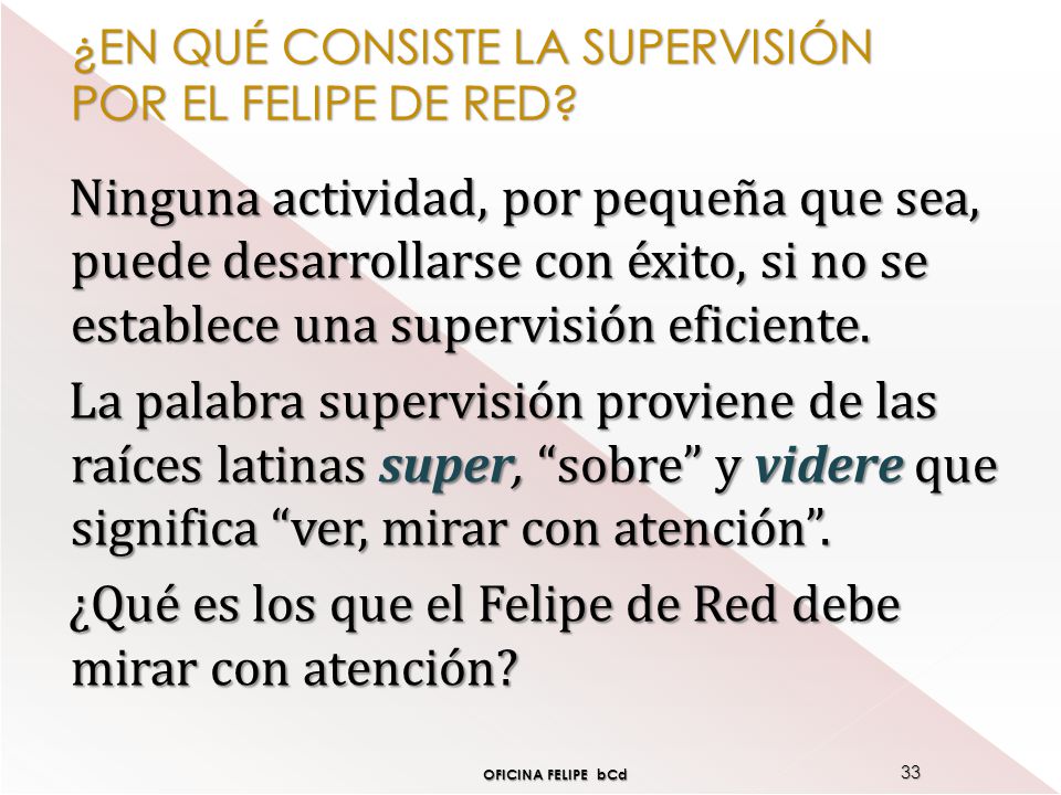 ¿EN QUÉ CONSISTE LA SUPERVISIÓN POR EL FELIPE DE RED