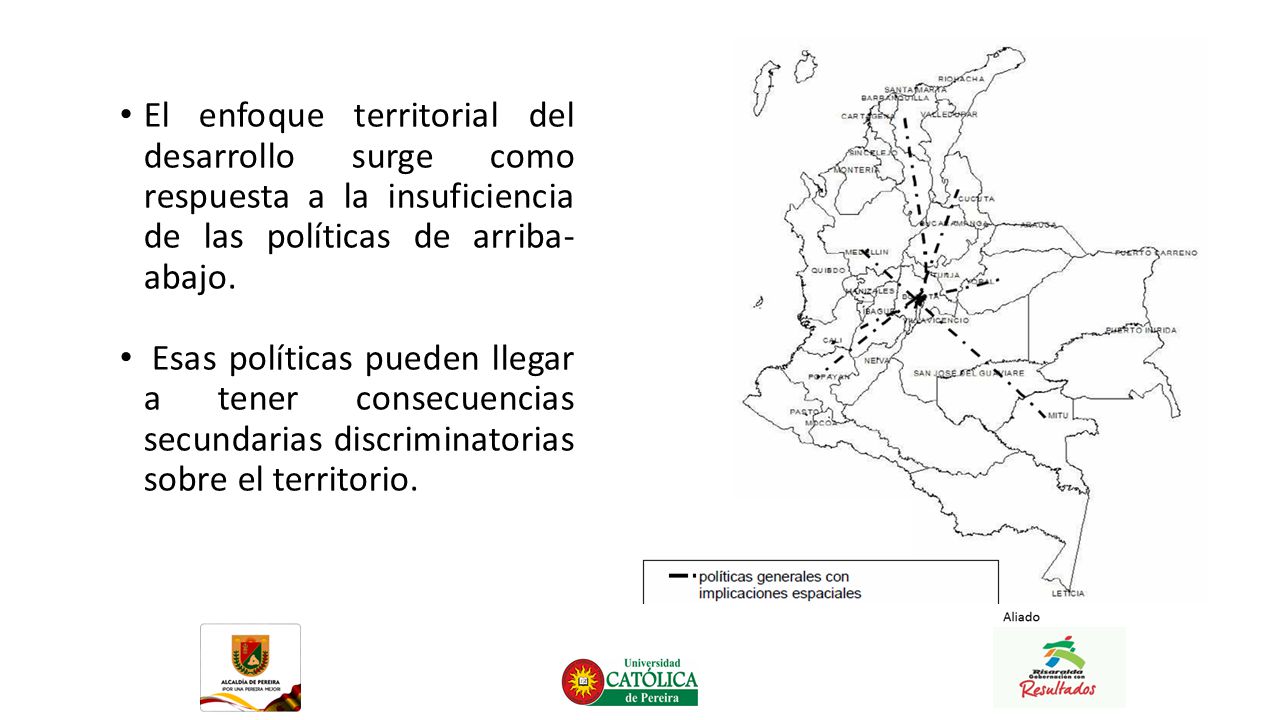 El enfoque territorial del desarrollo surge como respuesta a la insuficiencia de las políticas de arriba- abajo.