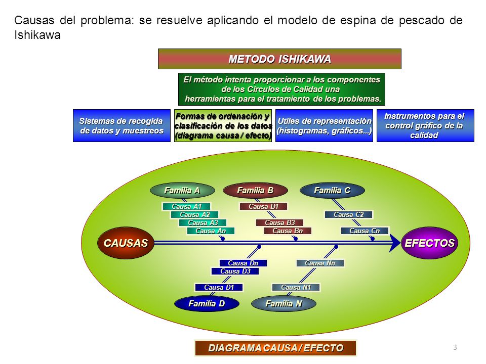 Causas del problema: se resuelve aplicando el modelo de espina de pescado de Ishikawa