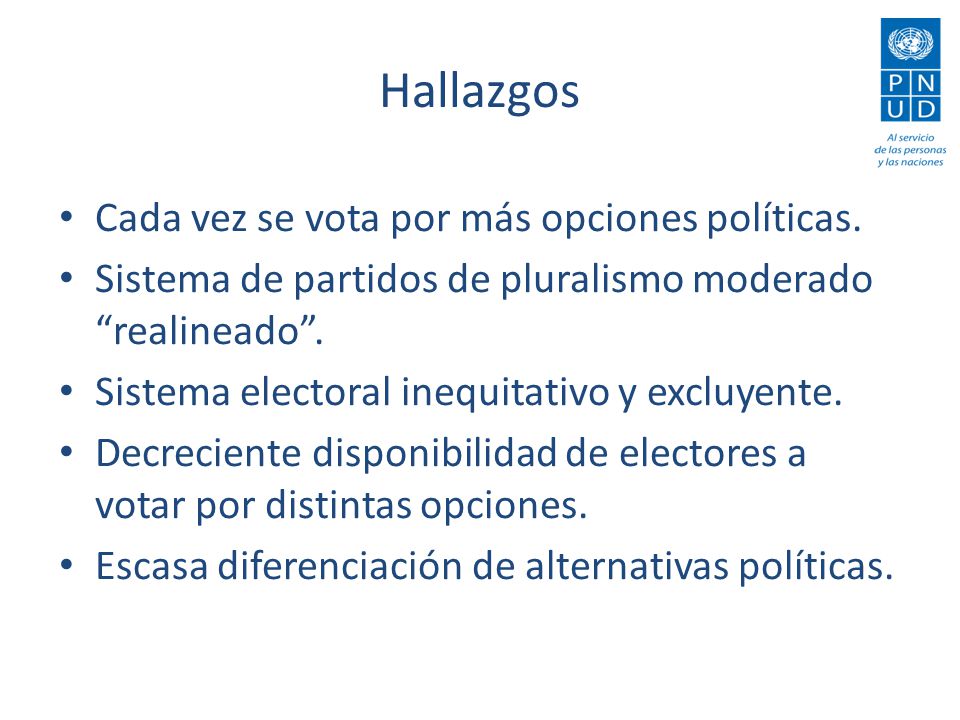 Hallazgos Cada vez se vota por más opciones políticas.