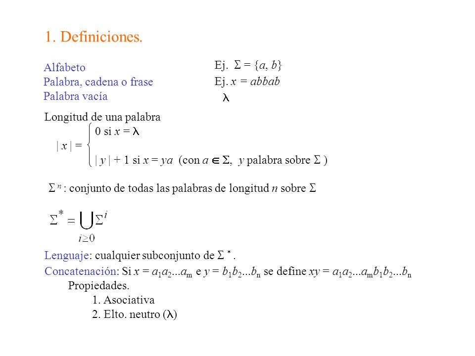  n : conjunto de todas las palabras de longitud n sobre 