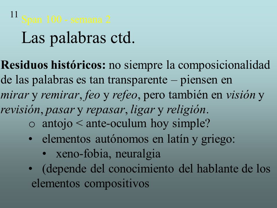 Span semana 2 Las palabras ctd.
