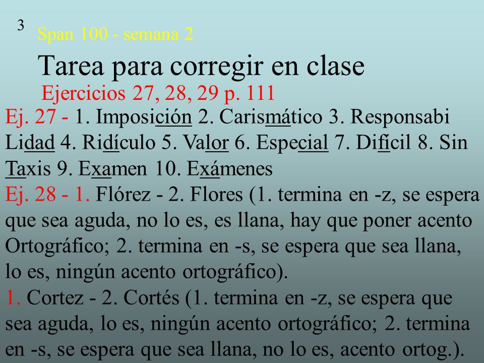 Span semana 2 Tarea para corregir en clase