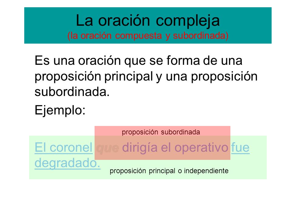 La oración compleja (la oración compuesta y subordinada)