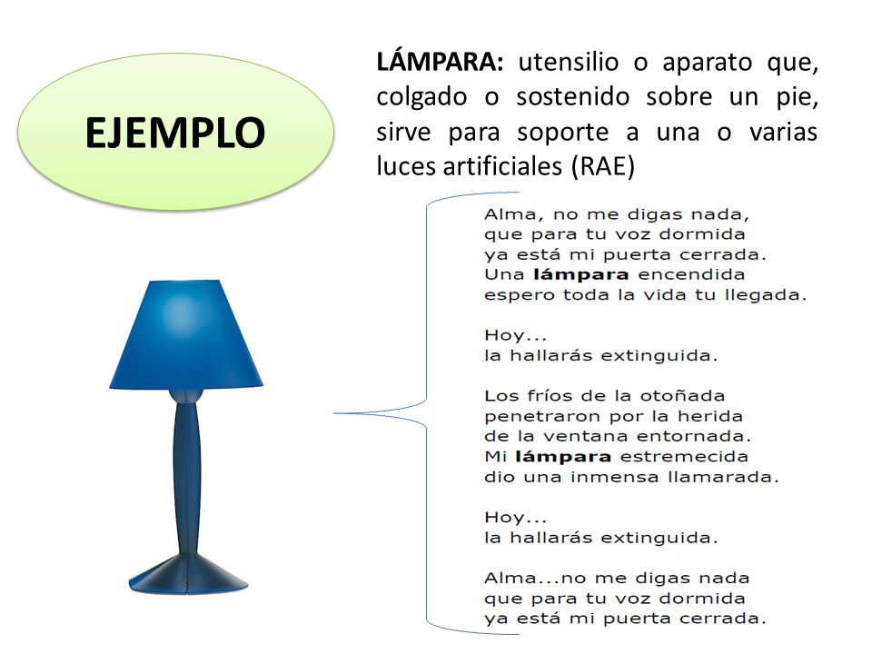 LÁMPARA: utensilio o aparato que, colgado o sostenido sobre un pie, sirve para soporte a una o varias luces artificiales (RAE)