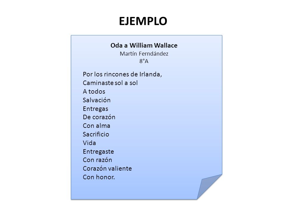 EJEMPLO Oda a William Wallace Por los rincones de Irlanda,