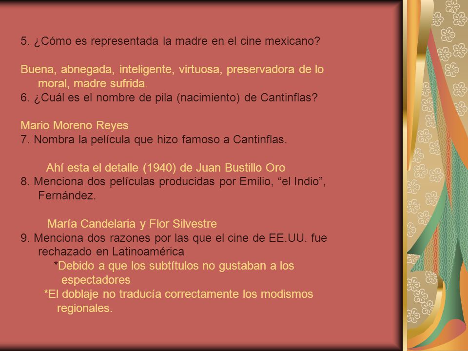5. ¿Cómo es representada la madre en el cine mexicano
