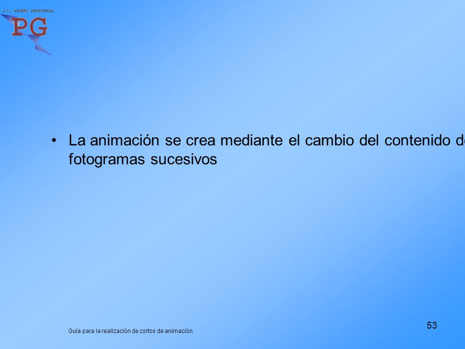 La animación se crea mediante el cambio del contenido de fotogramas sucesivos