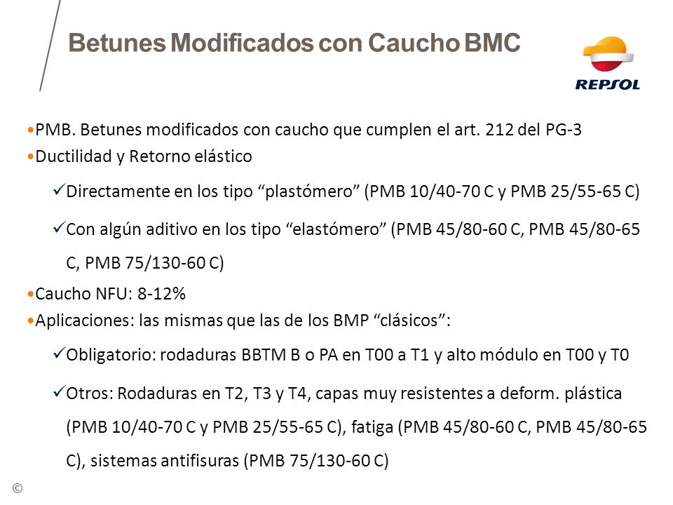 Betunes Modificados con Caucho BMC