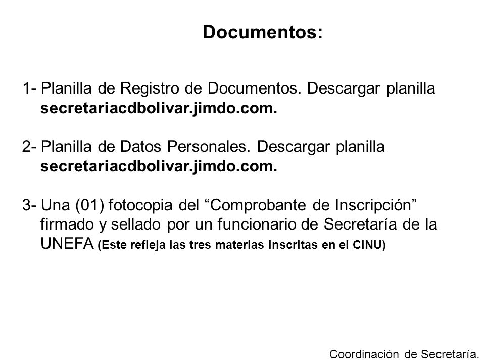 Documentos: 1- Planilla de Registro de Documentos. Descargar planilla secretariacdbolivar.jimdo.com.