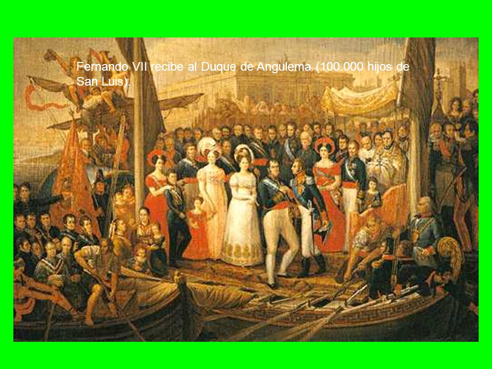 Fernando VII recibe al Duque de Angulema ( hijos de San Luis).