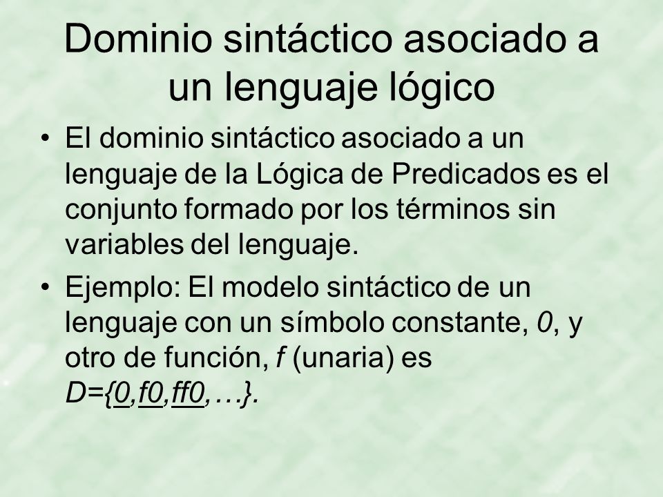 Dominio sintáctico asociado a un lenguaje lógico