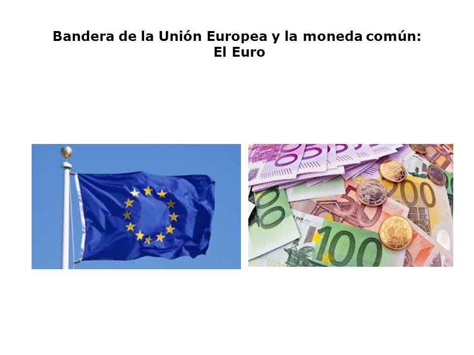Bandera de la Unión Europea y la moneda común: El Euro