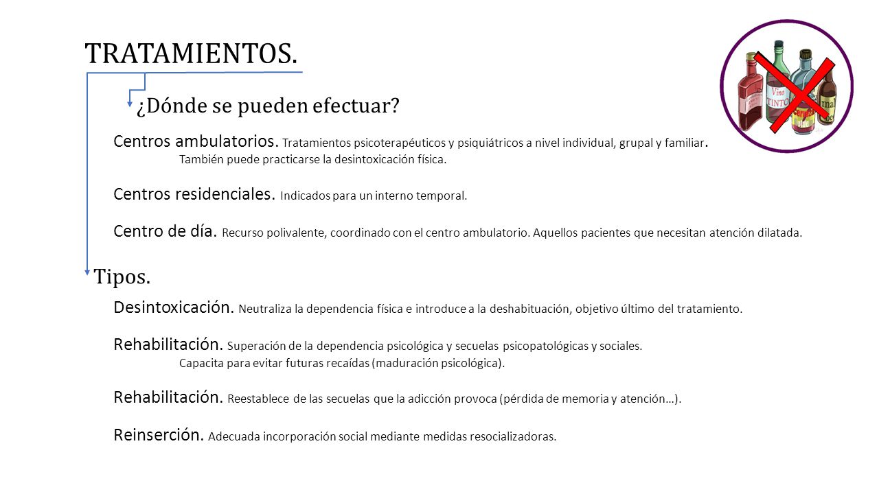 TRATAMIENTOS. ¿Dónde se pueden efectuar Centros ambulatorios. Tratamientos psicoterapéuticos y psiquiátricos a nivel individual, grupal y familiar.