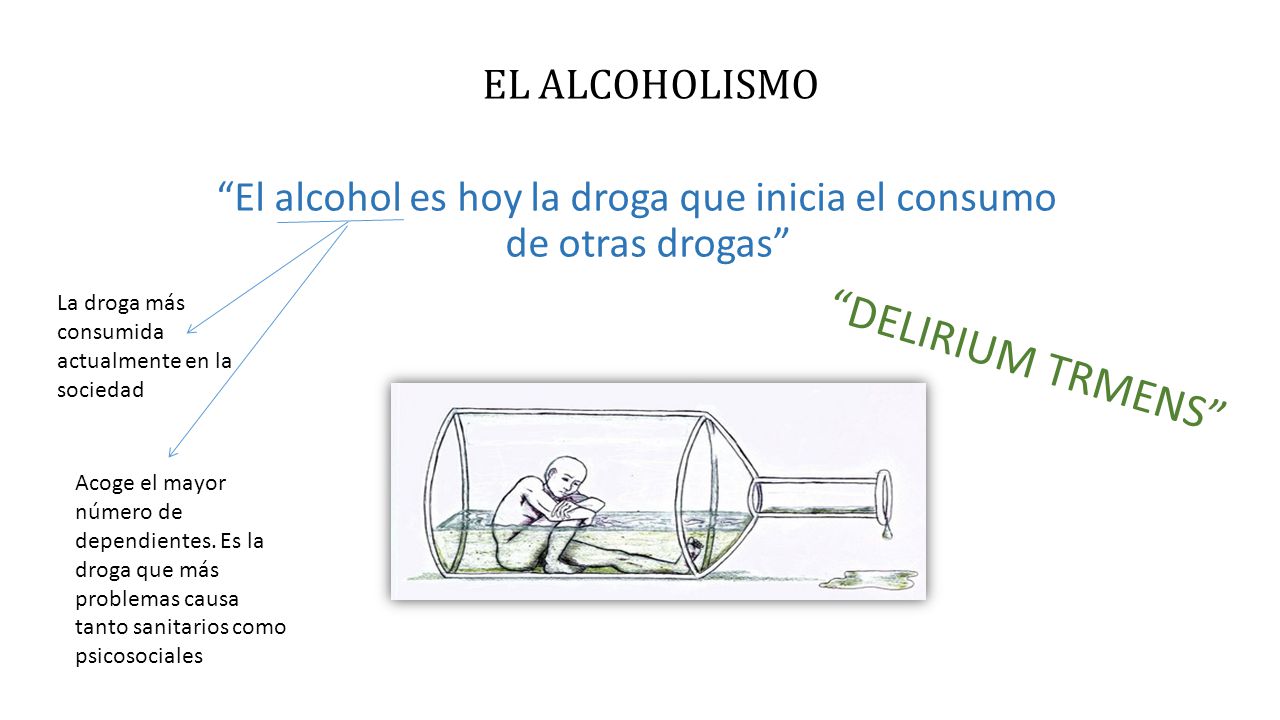 EL ALCOHOLISMO El alcohol es hoy la droga que inicia el consumo de otras drogas