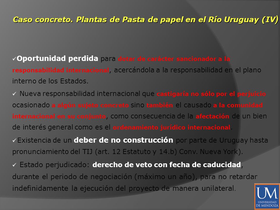 Caso concreto. Plantas de Pasta de papel en el Río Uruguay (IV)