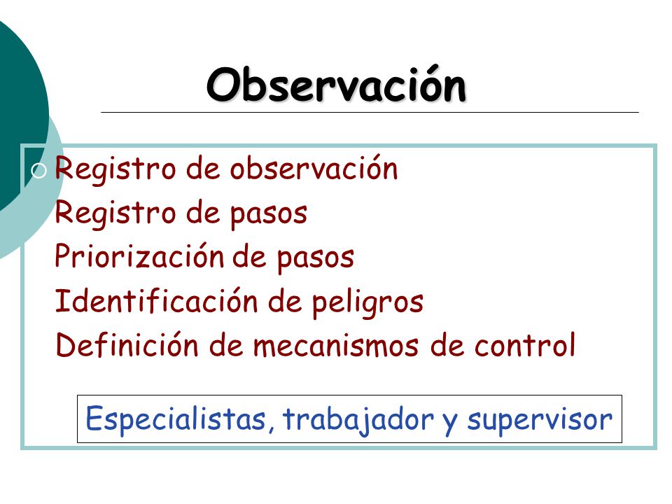 Especialistas, trabajador y supervisor