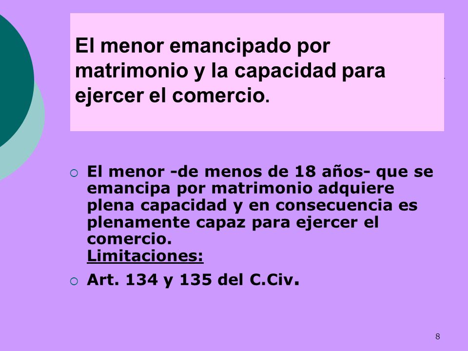 El menor emancipado por matrimonio y la capacidad para ejercer el comercio.