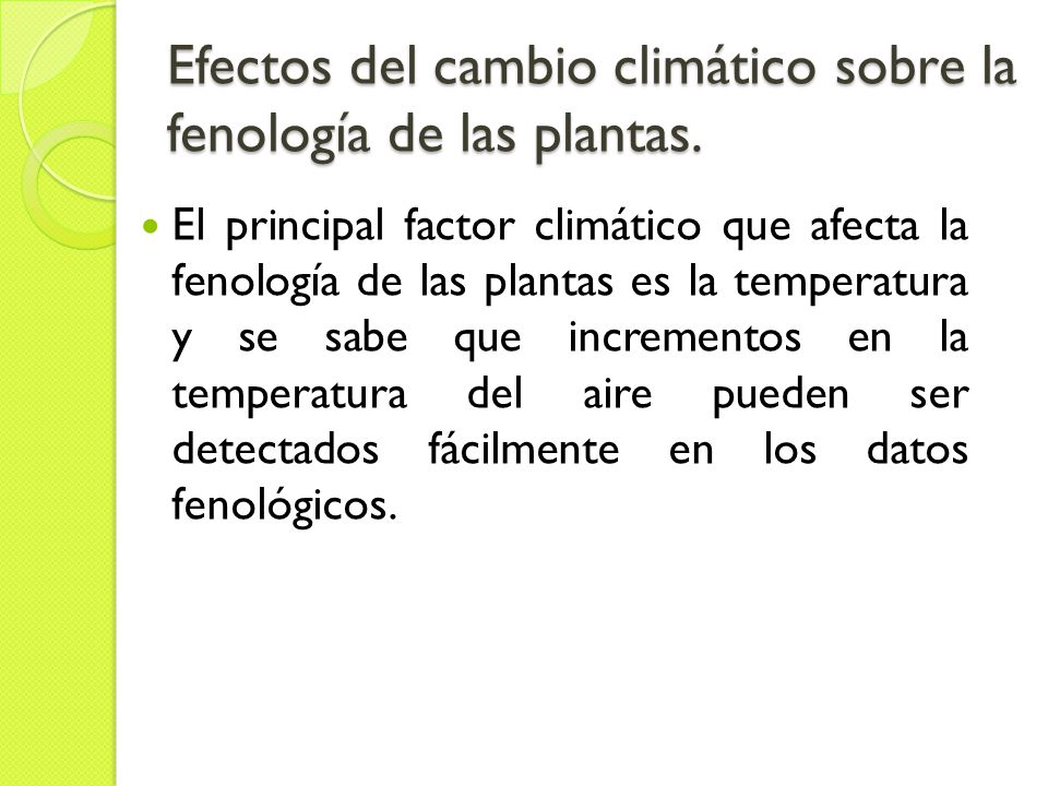 Efectos del cambio climático sobre la fenología de las plantas.