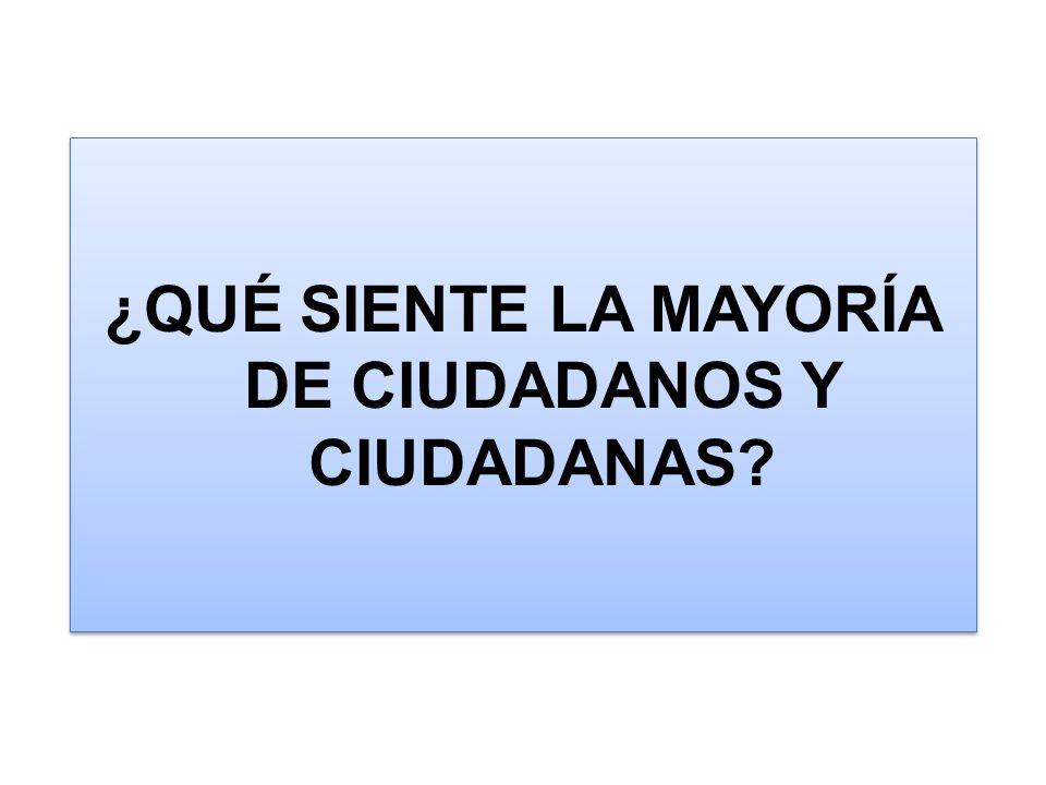 ¿QUÉ SIENTE LA MAYORÍA DE CIUDADANOS Y CIUDADANAS