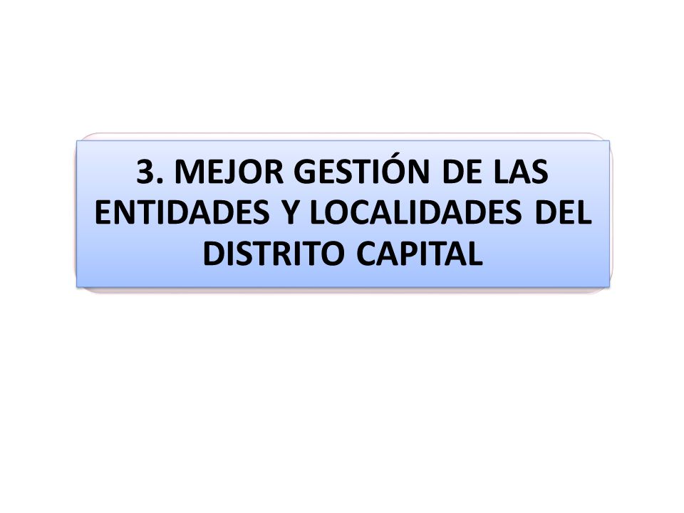 3. MEJOR GESTIÓN DE LAS ENTIDADES Y LOCALIDADES DEL DISTRITO CAPITAL