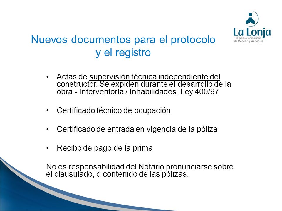 Nuevos documentos para el protocolo y el registro
