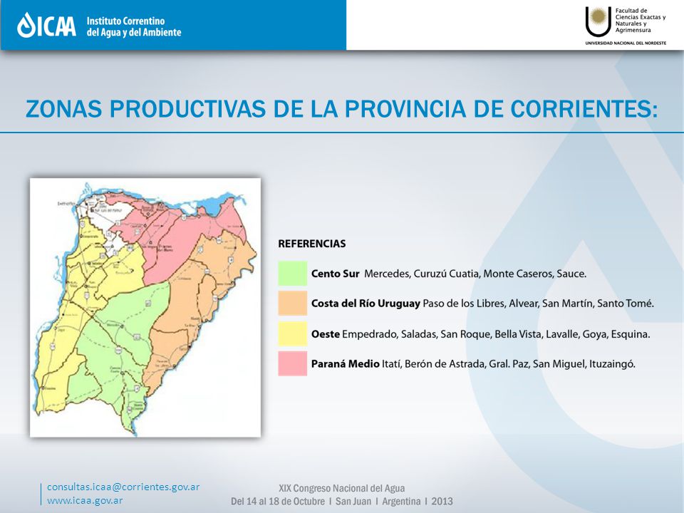 ZONAS PRODUCTIVAS DE LA PROVINCIA DE CORRIENTES: