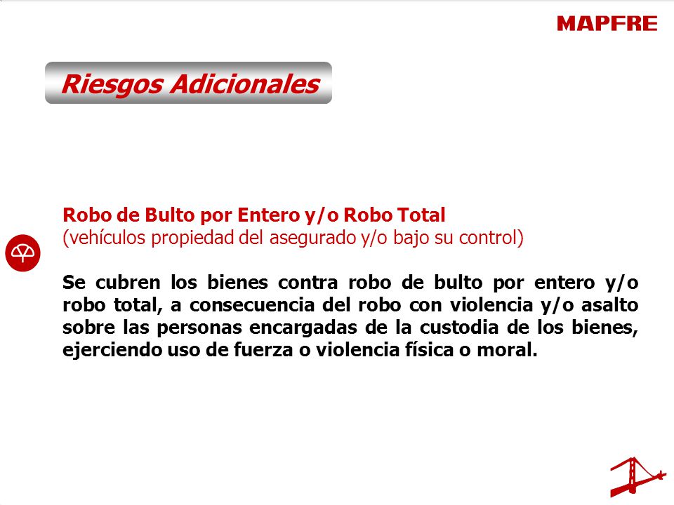 Riesgos Adicionales Robo de Bulto por Entero y/o Robo Total