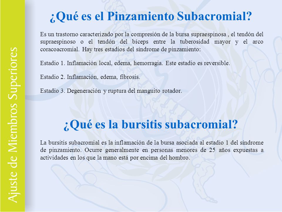¿Qué es el Pinzamiento Subacromial ¿Qué es la bursitis subacromial