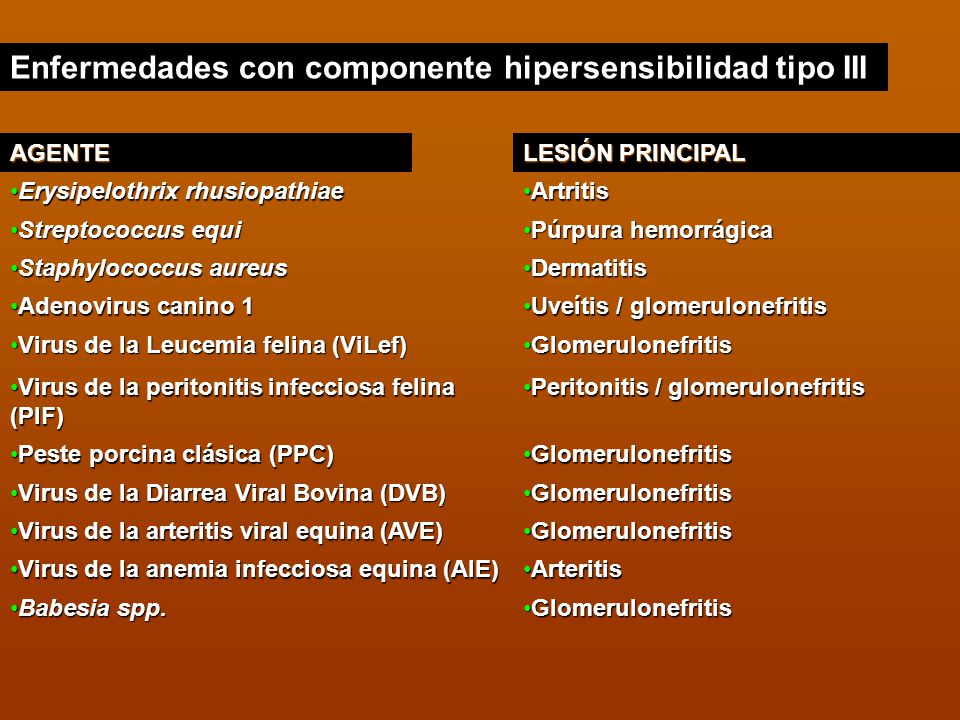 Enfermedades con componente hipersensibilidad tipo III