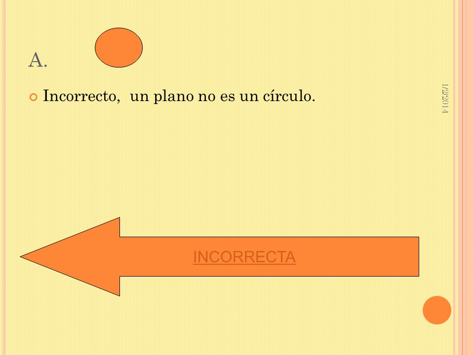 A. 3/23/2017 Incorrecto, un plano no es un círculo. INCORRECTA