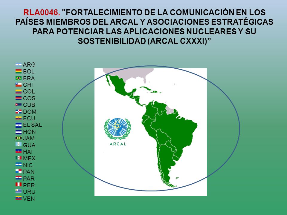 RLA0046. FORTALECIMIENTO DE LA COMUNICACIÓN EN LOS PAÍSES MIEMBROS DEL ARCAL Y ASOCIACIONES ESTRATÉGICAS PARA POTENCIAR LAS APLICACIONES NUCLEARES Y SU SOSTENIBILIDAD (ARCAL CXXXI)