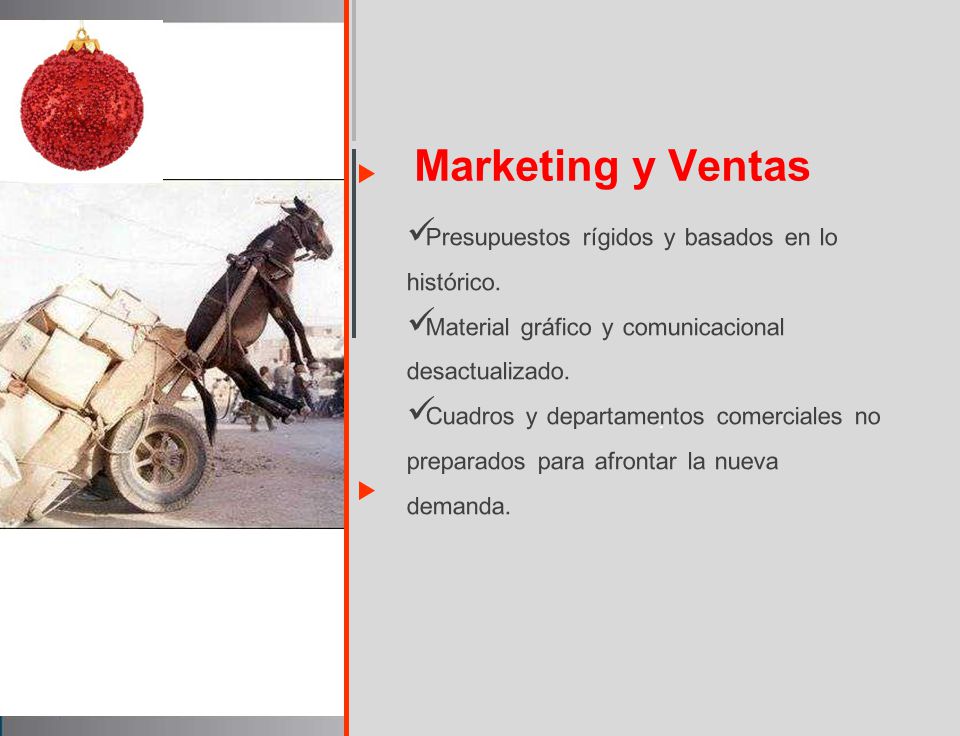 Marketing y Ventas Presupuestos rígidos y basados en lo histórico.