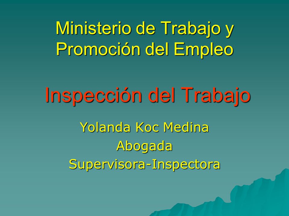 Ministerio de Trabajo y Promoción del Empleo Inspección del Trabajo