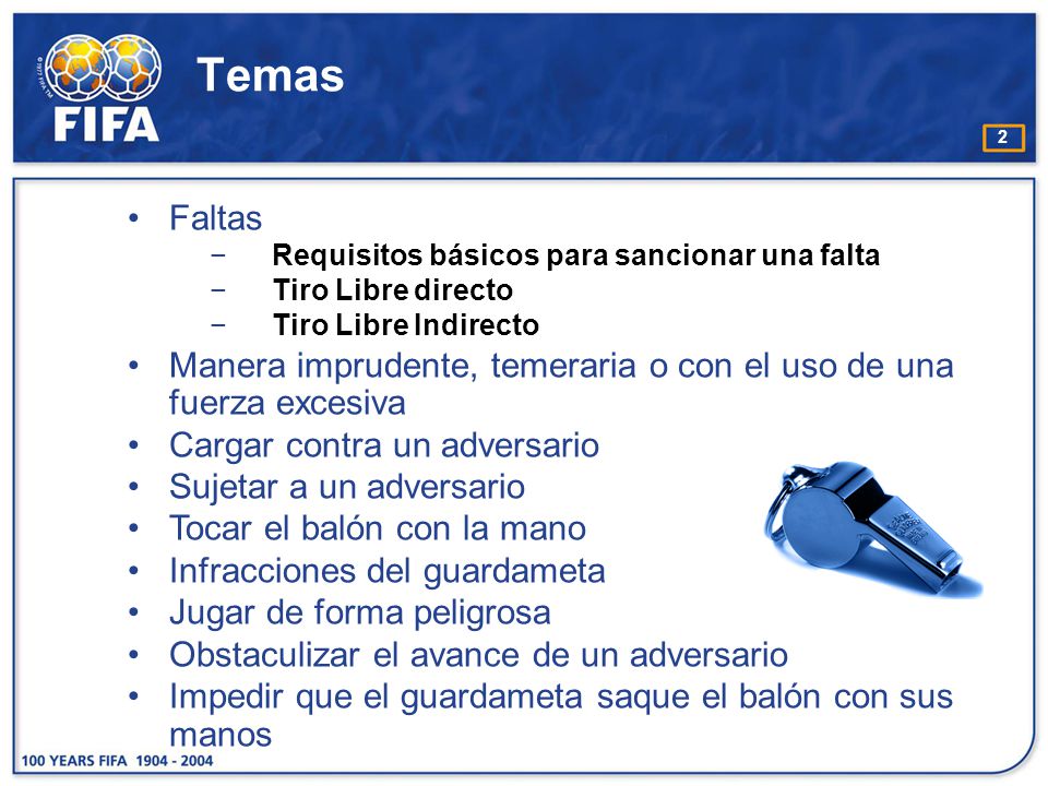 Temas Faltas. Requisitos básicos para sancionar una falta. Tiro Libre directo. Tiro Libre Indirecto.